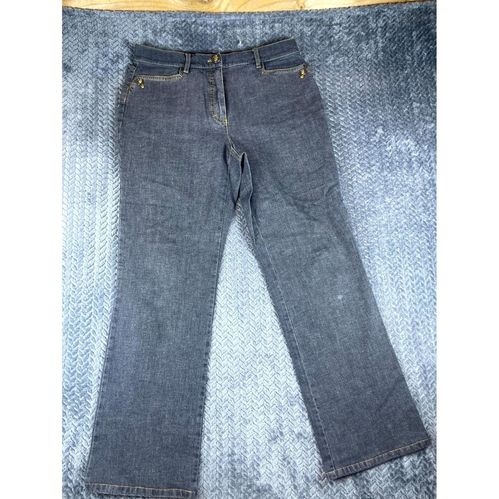 Hucke Berlin Jeans Womens 12 Blue Denim Cotton Stretch High Rise Straight Leg